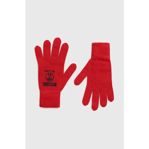 Moschino Vunene rukavice za žene, boja: crvena