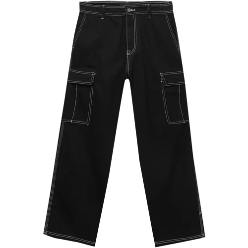 Pull&Bear Cargo hlače crna / bijela