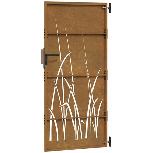  Vrtna vrata 85 x 200 cm od čelika COR-TEN s uzorkom trave Slike