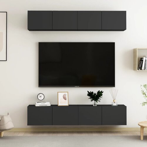 TV ormarići 4 kom crni 80 x 30 x 30 cm od iverice Slike