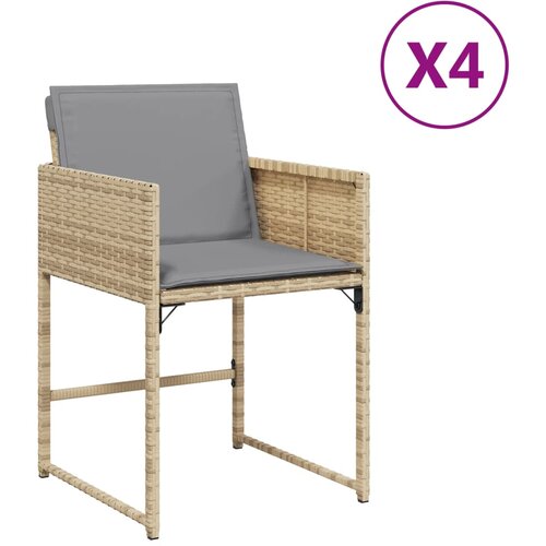 Maison Chic Vrtni stoli - Stol za vrt z blazinami 4 kosi bež poli ratan JS2201, (21877062) Slike