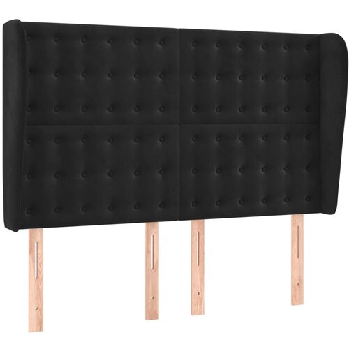 Maison Chic posteljno vzglavje - vzglavna omarica - nočna omarica z u&amp;scaron;esi črno 147x23x118/128 cm žamet, (21708192) Slike