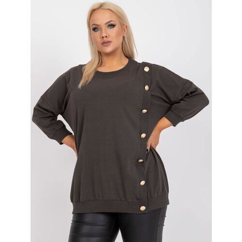 Fashion Hunters Khaki plus size blouse with a Brigitte round neckline Slike