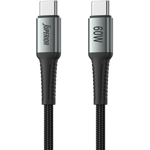 Superior USB data kabal SU-K102, Pleteni , Fast, 60W, 3A, Type C na Type C , 1m, Crni Cene