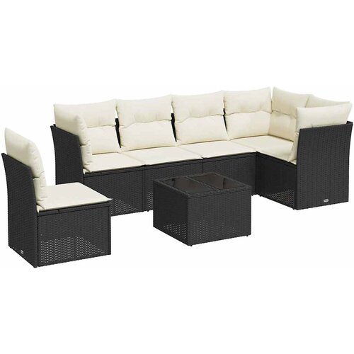  7-dijelni set vrtnih sofa od poliratana s jastucima crni Crna 234 x 124 x 69 cm Slike