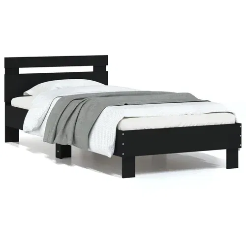  Okvir za krevet s uzglavljem crni 75x190 cm konstruirano drvo