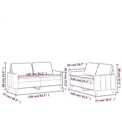  2-dijelni set sofa s jastucima žuti bar&amp;scaron;unasti Slike