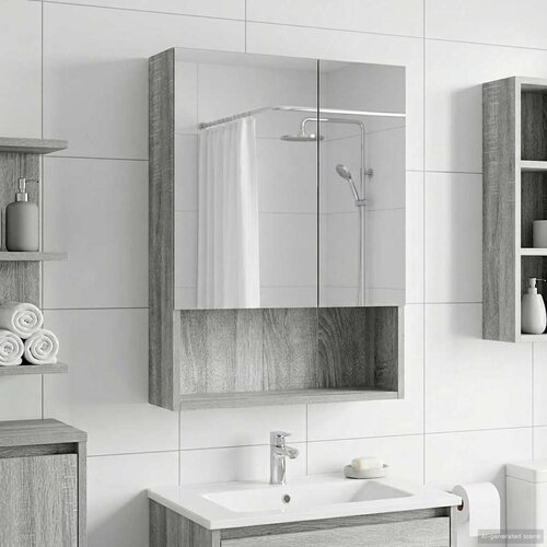  Kupaonski ormar s ogledalom Siva Sonoma 50 x 14,5 x 70 cm Slike