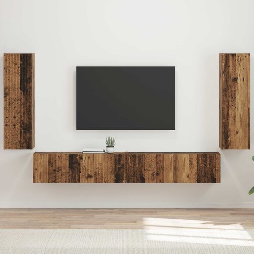  Set zidnog ormarića za TV 4 pcs 29,5 x 31 x 100 cm Staro drvo Cijene