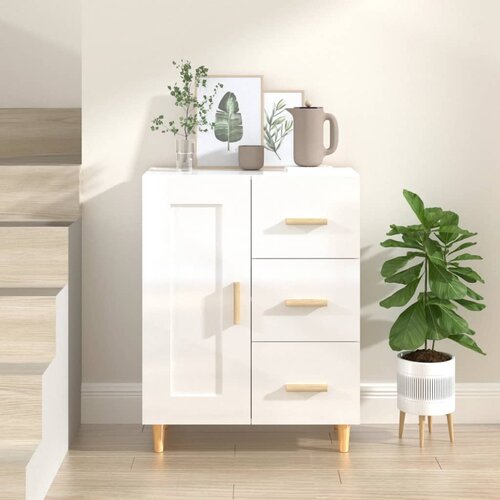  Komoda sjajna bijela 69,5x34x90 cm od konstruiranog drva Slike