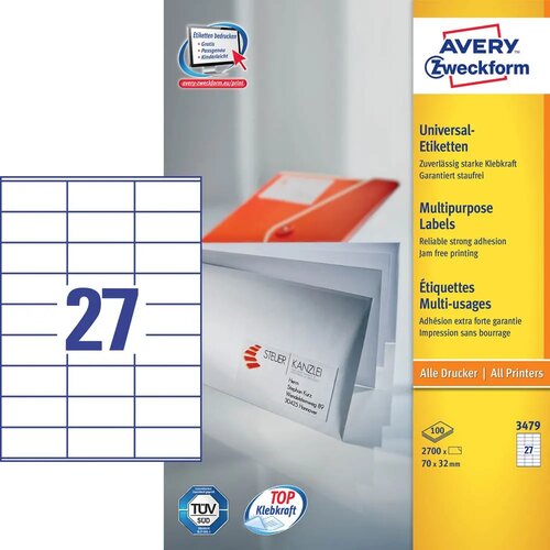 Avery Zweckform Avery General Usage Labels, White, 70 x 32 mm Cene