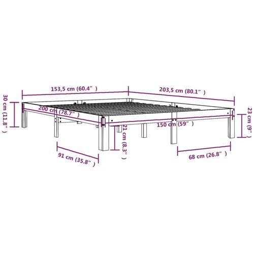  Okvir za krevet od masivnog drva 150 x 200 cm veliki bračni Slike