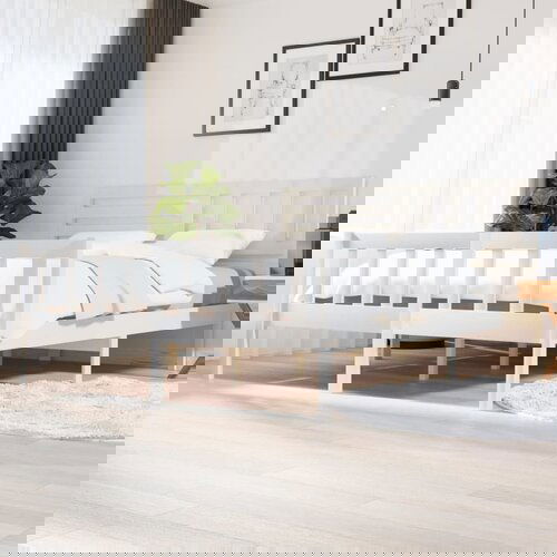 The Living Store Posteljni okvir bel 180x200 cm trden les - Posteljni Okvir, (21526714) Slike