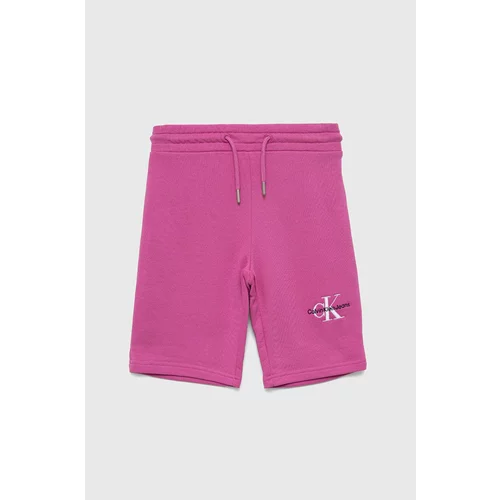 Calvin Klein Jeans Dječje pamučne kratke hlače boja: ružičasta, s aplikacijom, podesivi struk