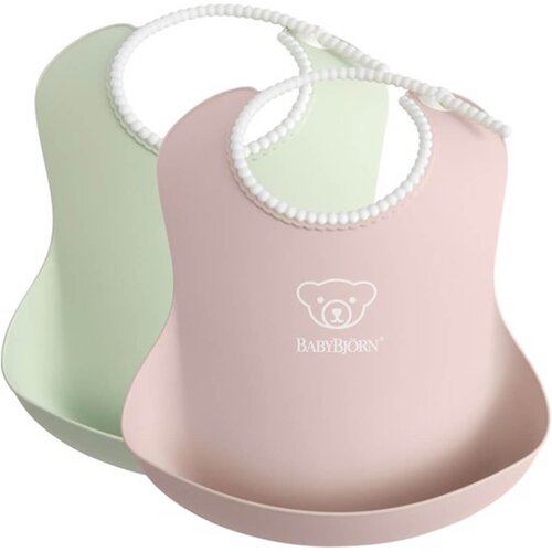 BABYBJORN 2 dijelni set podbradnjaka soft powder green/powder pink Slike