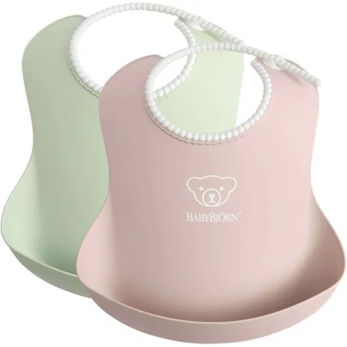 BABYBJORN 2 dijelni set podbradnjaka soft powder green/powder pink