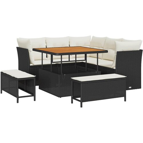  Sjedeća garnitura za vrt 8 kom. 5-Broj sjedala Crna i Krema 100 x 100 x 71 cm Slike