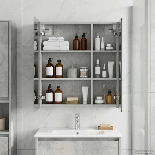 Kupaonski ormar s ogledalom Betonski sivi 60 x 14,5 x 70 cm Cijene