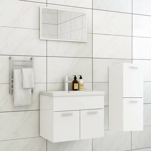  Komplet kopalniškega pohištva visok sijaj bele barve iverna pl., (20679412)