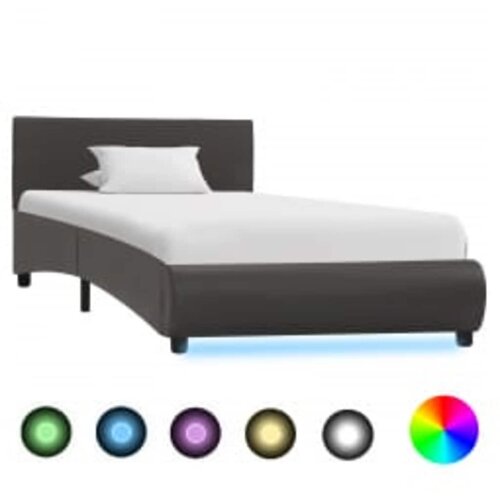  Okvir za krevet od umjetne kože s LED svjetlom sivi 90 x 200 cm Cijene