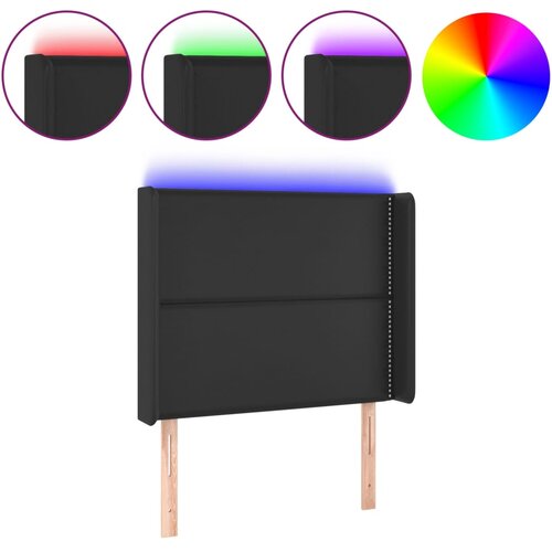 Maison Chic led posteljno vzglavje - vzglavna omarica - nočna omarica črno 93x16x118/128 cm umetno usnje, (21711430) Slike