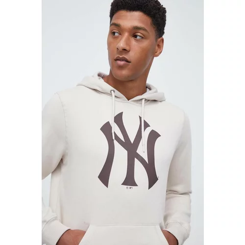 47 Brand Dukserica MLB New York Yankees za muškarce, boja: bež, s kapuljačom, s tiskom