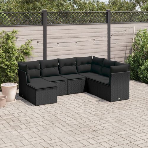 vidaXL 7-dijelni set vrtnih sofa od poliratana s jastucima crni Cijene