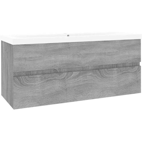  Ormarić s ugrađenim umivaonikom boja sivog hrasta sonome drveni Siva 100 x 38.5 x 45 cm Slike