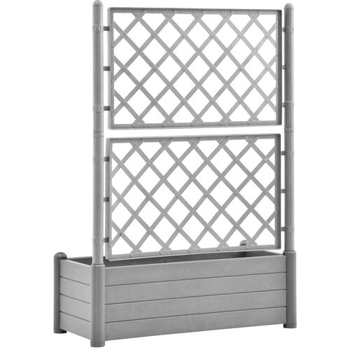 VidaXL Vrtna sadilica s re&amp;scaron;etkom 100 x 43 x 142 cm PP siva boja kamena Slike