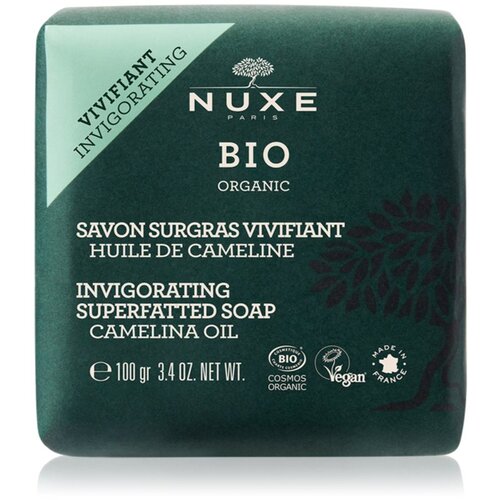 Nuxe Bio Organic Invigorating Superfatted Soap Camelina Oil nježan i učinkovit čvrsti sapun za tijelo i lice 100 g Slike