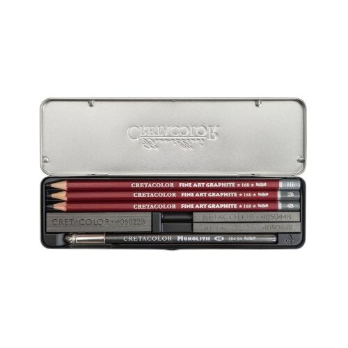  Umjetnički kpl za crtanje Cretacolor graphite pocket kpl 9 kom u metalnoj kutiji Slike
