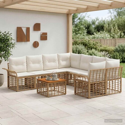  Set vanjskih sofa 9 kom. Prirodna i krema bijela poliratan Cijene