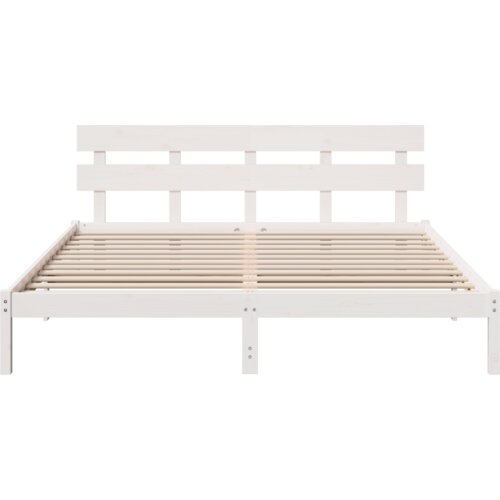 VidaXL krevetni okvir s uzglavljem Bijeli 180x200 cm Masivna borovina Slike