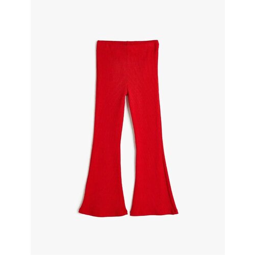 Koton Flare Trousers Ribbed Slit Detail Elastic Waist Slike