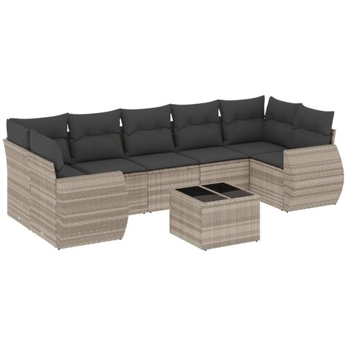 Maison Chic Seti vrtnega pohištva - Vrtna garnitura - Vrtni pohištvo set 8-delna z blazinami sv. siv poli ratan, (21805353) Cene