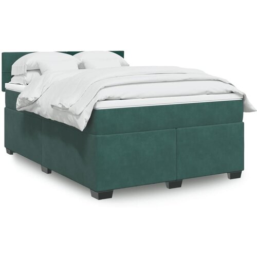 VidaXL Box spring postelja z vzmetnico temno zelen 140x190 cm žamet Slike