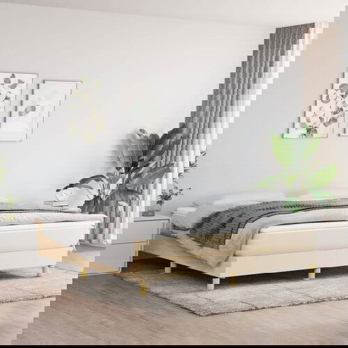 The Living Store Posteljni okvir krem 180x200 cm blago - Box Spring Posteljni Okvir, (21517104) Slike