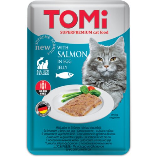 Schesir Tomi Komadići mesa u želeu za mačke, 100 g - losos i jaje Slike