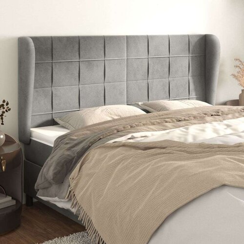  Uzglavlje s u&amp;scaron;ima svjetlosivo 203x23x118/128 cm bar&amp;scaron;unasto Slike
