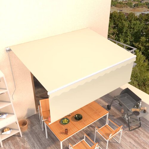 VidaXL Ročno zložljiva tenda s senčilom 4,5x3 m krem Slike