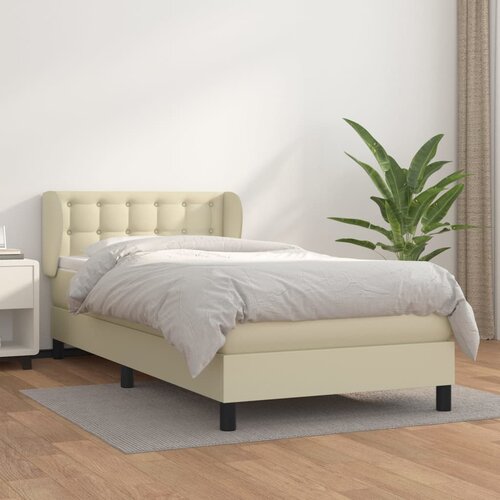 vidaXL Box spring postelja z vzmetnico krem 100x200 cm umetno usnje Cene