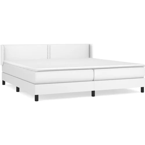 vidaXL Box spring postelja z vzmetnico bela 200x200 cm umetno usnje, (20725477)