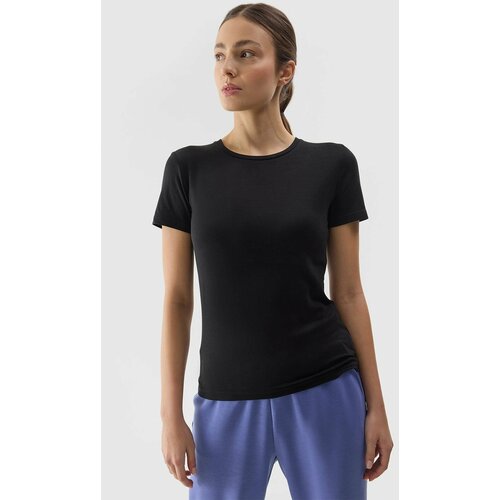 4f Women's Slim Plain T-Shirt - Black Cene
