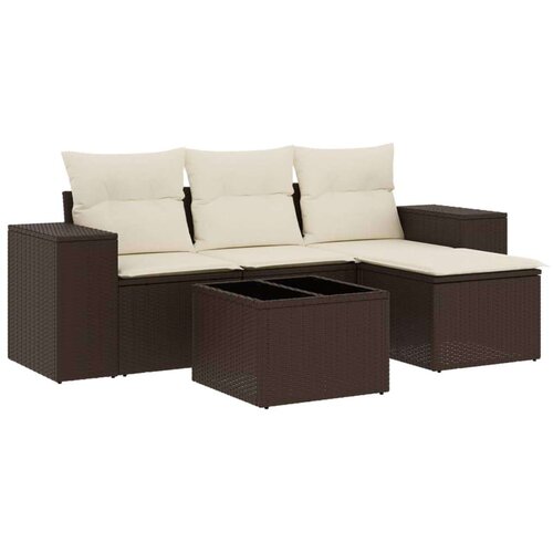 VidaXL 5-dijelni set vrtnih sofa s jastucima poliratan smeđi Slike