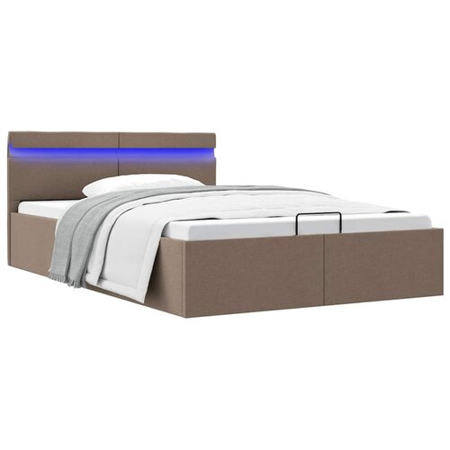  Hidraulični okvir za krevet LED od tkanine smeđesivi 140x200 cm Slike