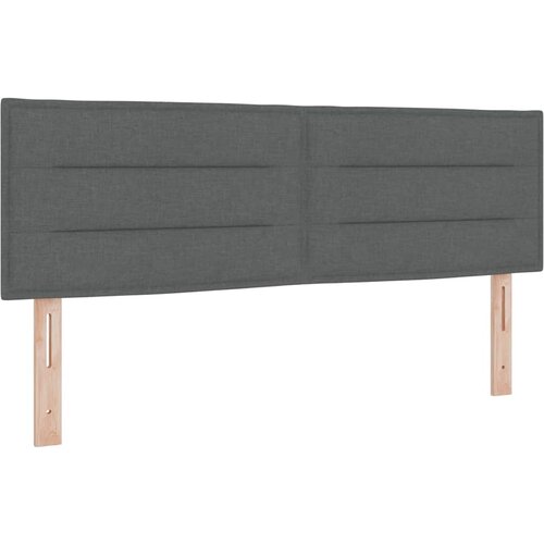 vidaXL Krevet s podnicom s madracem Tamnosivi 160x200 cm Tkanina, Uzglavlje s dizajnom linija Tamnosivo 160 cm Tkanina Cijene