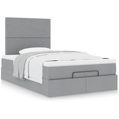 VidaXL Okvir za krevet s madraca svjetlosivi 120x190 cm od tkanine Slike