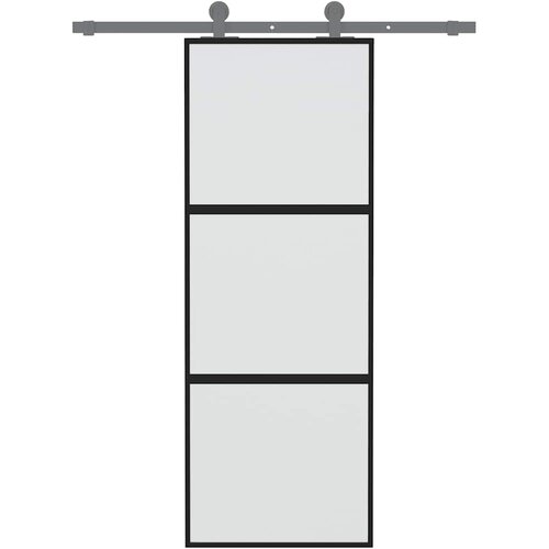  Klizna vrata crna 76x205 cm od kaljenog stakla i aluminija Slike