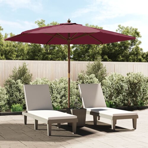 vidaXL Vrtni suncobran s drvenim stupom bordo 299x240 cm Cene