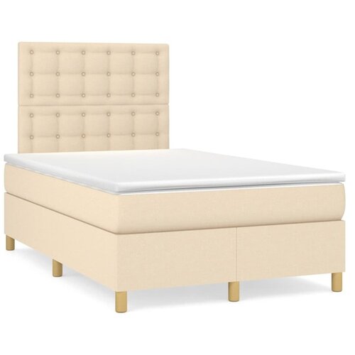 vidaXL Boxspring - Krevet s oprugama i madracem LED krem 120 x 190 cm od tkanine - Krema 120 x 190 cm gumbi Krema Cijene